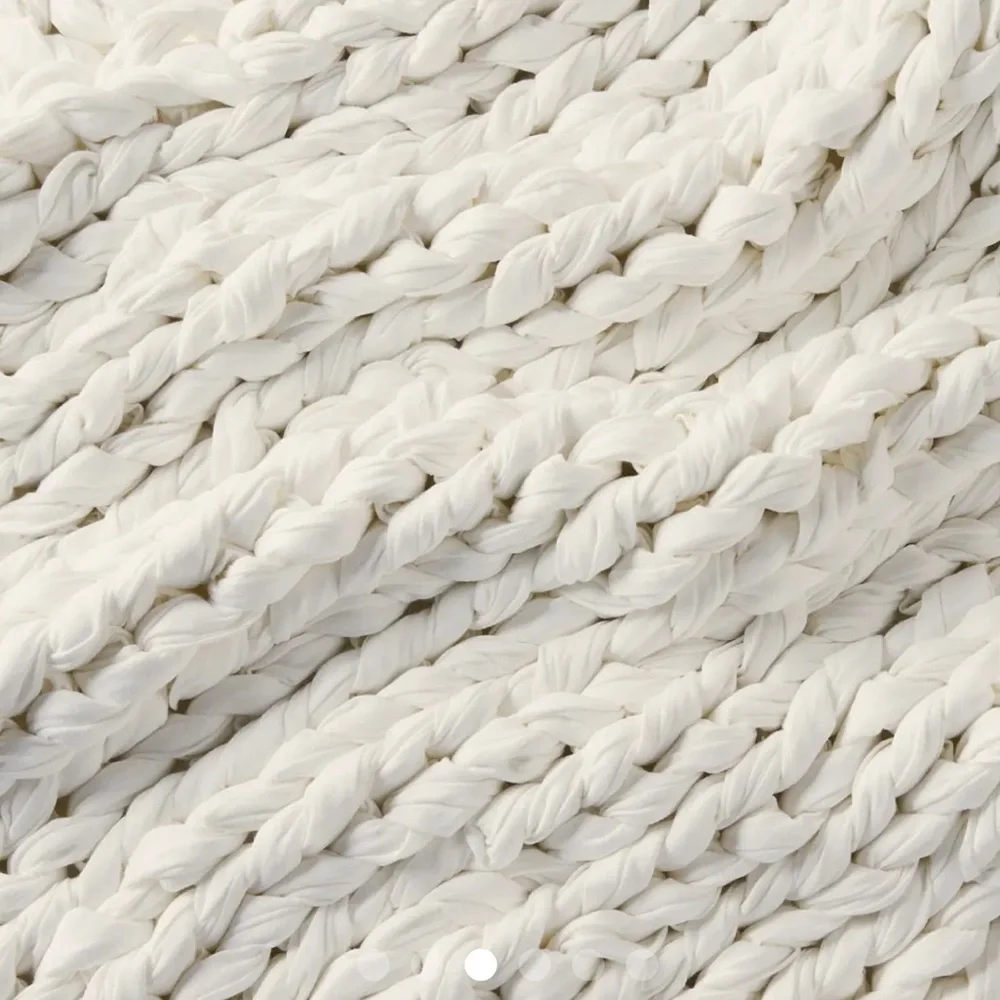 Silk & Snow LIKE NEW hand Knitted Weighted Blanket natural Cream 15 lbs - Picture 3 of 10